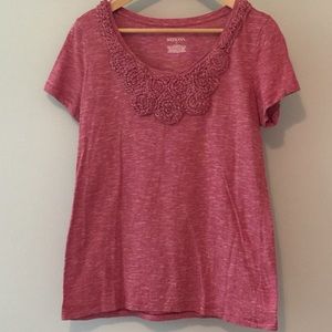 🐝🐝🐝 Merona baby stripe tee w/runching detail, EUC, L